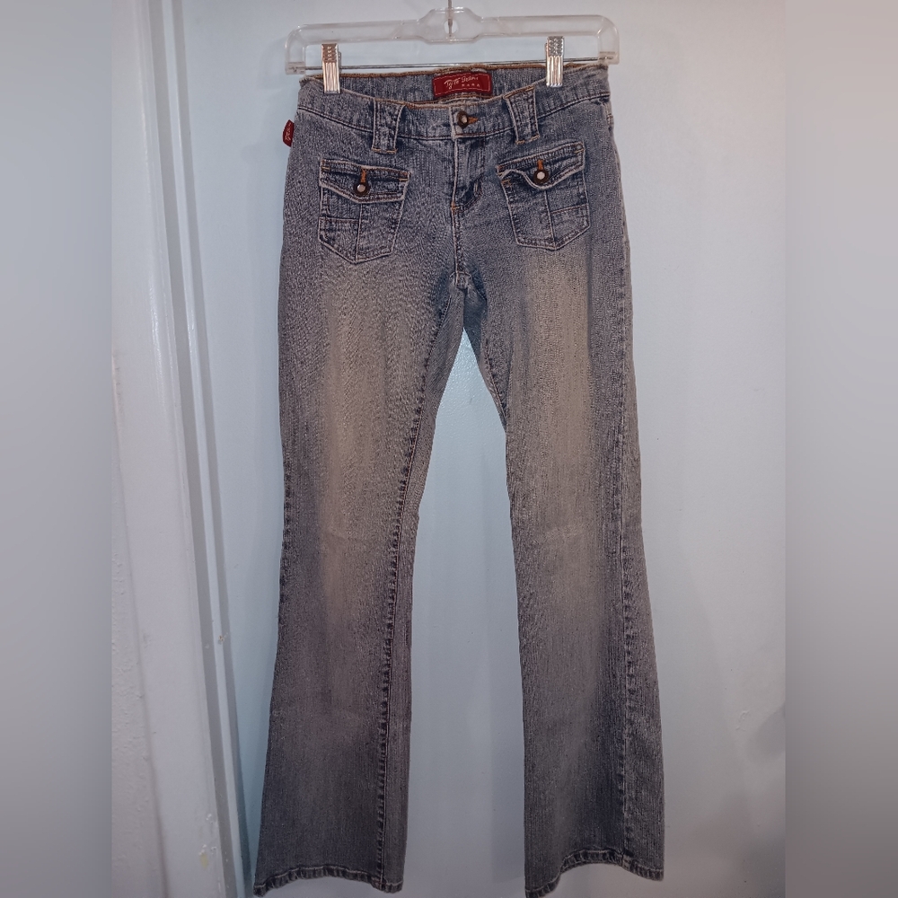 Vintage Tyte Blue Denim Jeans in Washed Blue Decorative Pockets